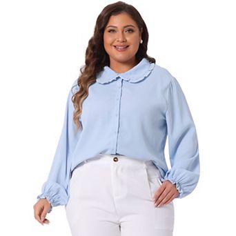 Women's Plus Size Ruffle Long Sleeves Panper Pan Tops