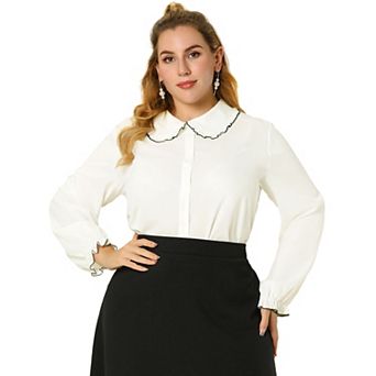 Women's Plus Size Ruffle Long Sleeves Panper Pan Tops
