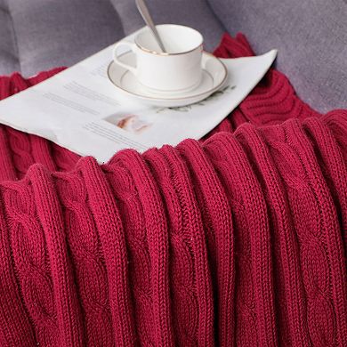 100% Cotton Blanket Soft Cable Knit Throw Bed Decoration Bedding Blankets Twin 60"x78"