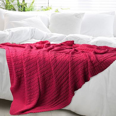 100% Cotton Blanket Soft Cable Knit Throw Bed Decoration Bedding Blankets Twin 60"x78"