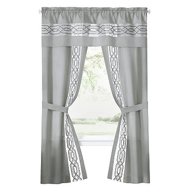 Kate Aurora Pacifico 5 Piece Rod Pocket All In One Attached Semi Sheer Window Curtain Set