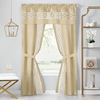 Kate Aurora Pacifico 5 pc Rod Pocket All In One Attached Semi Sheer Window Curtain Set