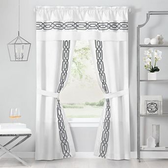 Kate Aurora Pacifico 5 pc Rod Pocket All In One Attached Semi Sheer Window Curtain Set