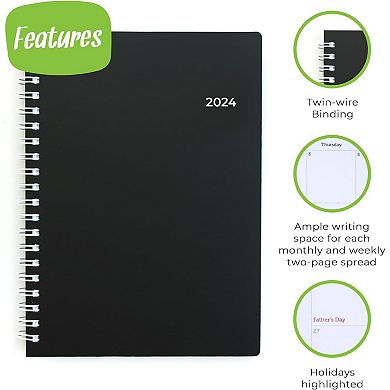 Walldeca 2024 Annual Weekly Planner, Weekly & Monthly Planner, Jan 2024 - Dec 2024 , Flexible Cover