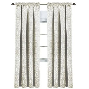Kate Aurora Royal Living 2 pc Rod Pocket Damask Design 95 Percent Blackout Curtain Panels
