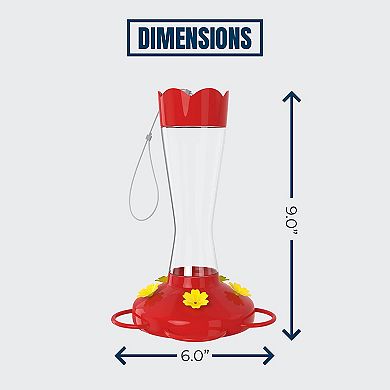 Mekkapro Outdoor Hummingbird Feeder Made From Glass, Hanging 5 Nectar Feeding Stations, Bright Red