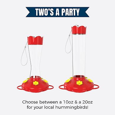 Mekkapro Outdoor Hummingbird Feeder Made From Glass, Hanging 5 Nectar Feeding Stations, Bright Red