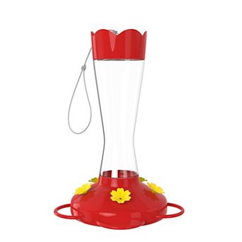 Mekkapro Outdoor Hummingbird Feeder Made From Glass, Hanging 5 Nectar Feeding Stations, Bright Red