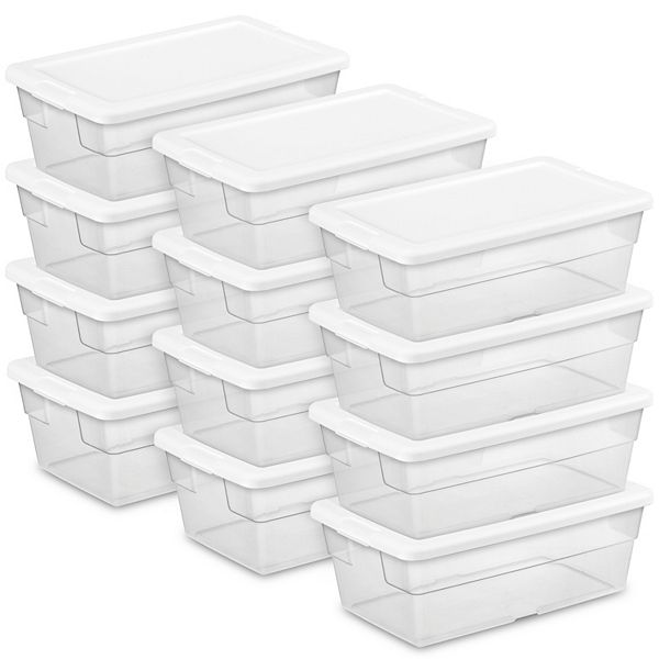 Sterilite 6 Quart Storage Box Stackable Bin With Lid, Plastic Container