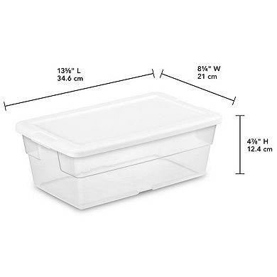 Sterilite 6 Quart Storage Box Stackable Bin With Lid, Plastic Container, 12 Pack