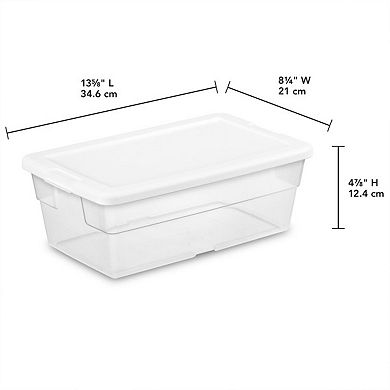 Sterilite 6 Quart Storage Box Stackable Bin With Lid, Plastic Container, 12 Pack