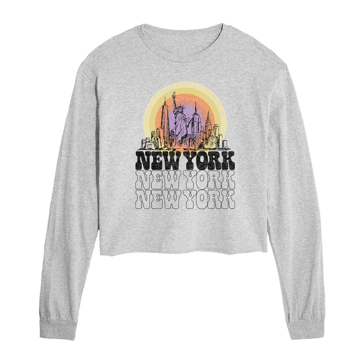 Women's '47 Green New York Jets Indio Vintage Tubular Cropped Washed Long  Sleeve T-Shirt