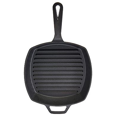 Smith & Clark Pre-Seasoned Cast-Iron Grill Pan with Assist Handle