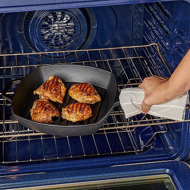 Smith & Clark Pre-Seasoned Cast-Iron Grill Pan with Assist Handle