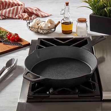 Smith & Clark Pre-Seasoned Ridged Cast-Iron Frypan with Assist Handle