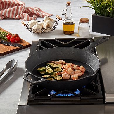 Smith & Clark Pre-Seasoned Ridged Cast-Iron Frypan with Assist Handle