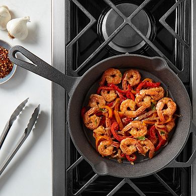 Smith & Clark Pre-Seasoned Ridged Cast-Iron Frypan with Assist Handle