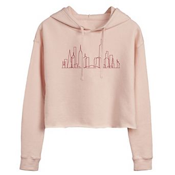 Juniors' NYC Skyline Cropped Hoodie