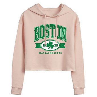 Juniors' Boston Clover St. Patrick's Day Cropped Graphic Hoodie