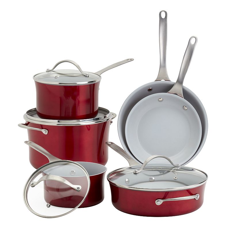 Oster Rametto 8 Piece Stainless Steel Kitchen Cookware Set with Glass Lids  in 2023