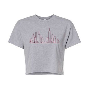 Juniors' NYC Skyline Cropped Graphic Tee