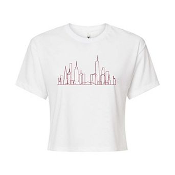 Juniors' NYC Skyline Cropped Graphic Tee