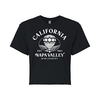 Juniors' California Cropped Graphic Tee