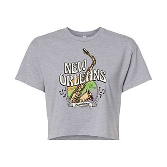 Juniors' New Orleans Cropped Graphic Tee