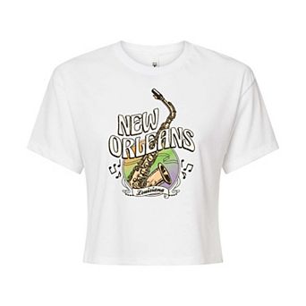 Juniors' New Orleans Cropped Graphic Tee
