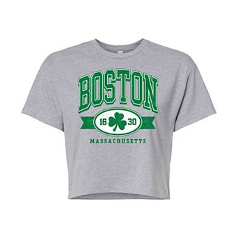 Juniors' Boston Cropped Graphic Tee