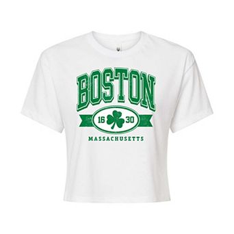 Juniors' Boston Cropped Graphic Tee