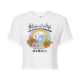 Juniors' Hawaii Cropped Graphic Tee