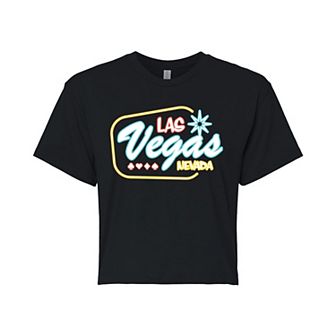 Juniors' Las Vegas Cropped Graphic Tee