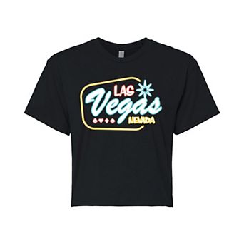 Juniors' Las Vegas Cropped Graphic Tee