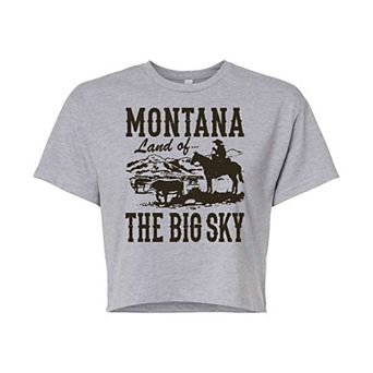 Juniors' Montana Cropped Graphic Tee