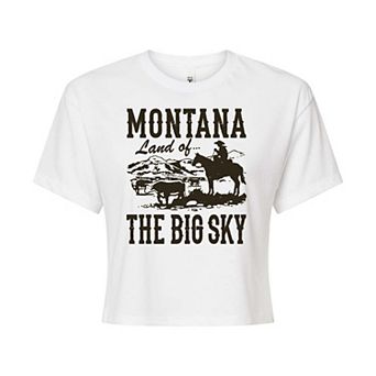 Juniors' Montana Cropped Graphic Tee