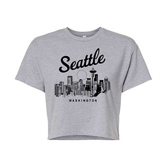 Juniors' Seattle Cropped Graphic Tee