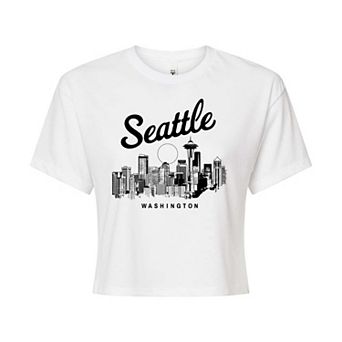 Juniors' Seattle Cropped Graphic Tee
