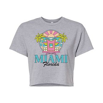 Juniors' Miami Florida Cropped Graphic Tee