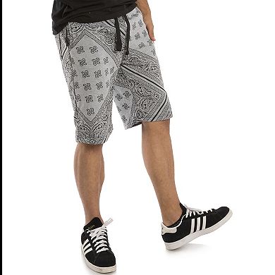 Vibes Men's Printed Fleece Shorts 13" Inseam With Elastic Rib Waist