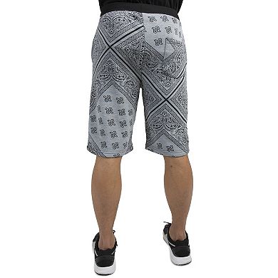 Vibes Men's Printed Fleece Shorts 13" Inseam With Elastic Rib Waist