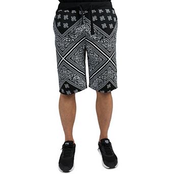 Vibes Men's Printed Fleece Shorts 13" Inseam With Elastic Rib Waist