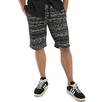 Vibes Men's Printed Fleece Shorts 13" Inseam With Elastic Rib Waist