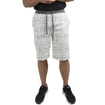 Vibes Men's Printed Fleece Shorts 13" Inseam With Elastic Rib Waist
