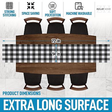 Zulay Thick Poly Cotton Buffalo Plaid Table Runners - Extra Long Buffalo Checkered Table Runner
