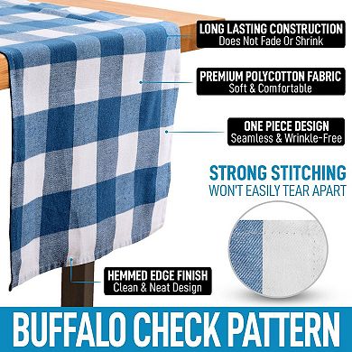 Zulay Thick Poly Cotton Buffalo Plaid Table Runners - Extra Long Buffalo Checkered Table Runner