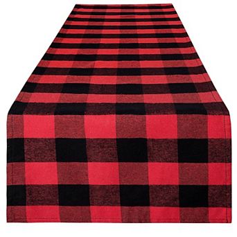 Zulay Thick Poly Cotton Buffalo Plaid Table Runners - Extra Long Buffalo Checkered Table Runner