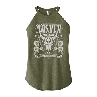 Juniors' Texas High Neck Graphic Tank Top