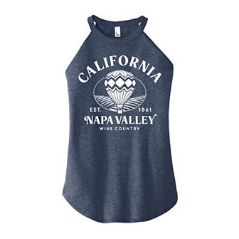 Juniors' California High Neck Graphic Tank Top