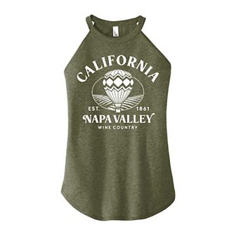 Juniors' California High Neck Graphic Tank Top
